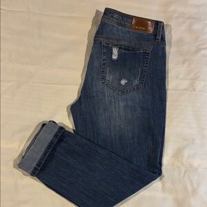 Dollhouse- Worn-In Cropped Distressed Blue Jeans